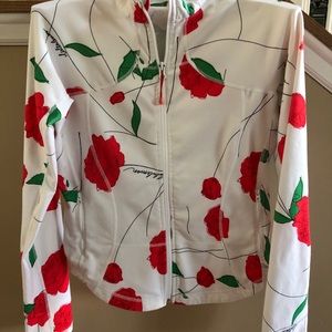 Lululemon Red Rose Print Zip Up Jacket Size 8/M